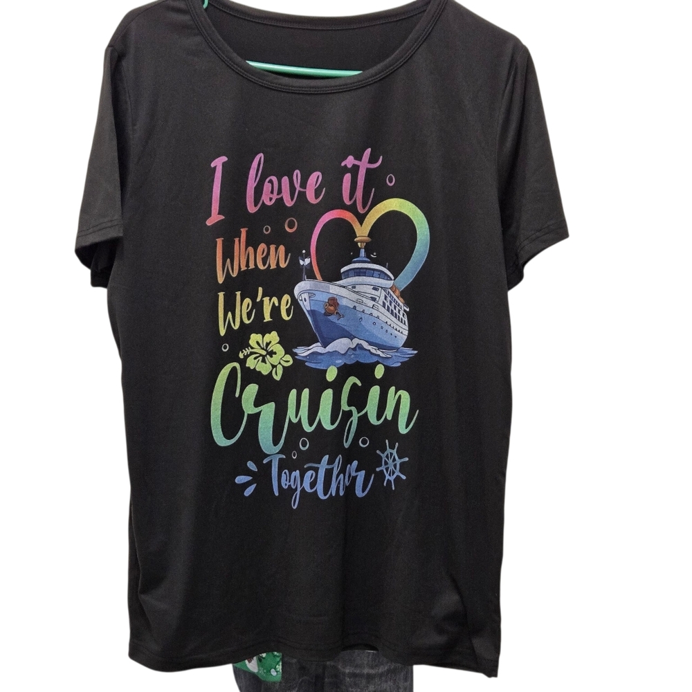 T925345 VINTAGE FADED“I Love It When We’re Cruisin Together” Cruise Ship Tee